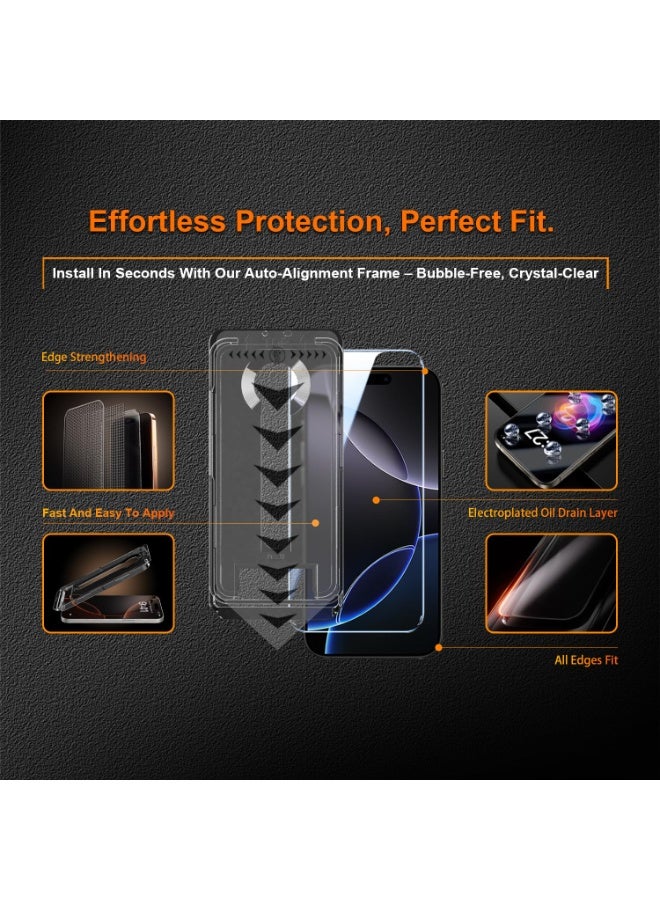 سي جود عبوة ١ واقي شاشة iPhone 15 Pro Max، مقاوم للتحطم بمستوى عسكري، صلابة ٩ إتش، وضوح عالي الدقة بنسبة ٩٩٪، خالٍ من الفقاعات، مقاوم لبصمات الأصابع، مقاوم للزيوت، زجاج مقوّى بتغطية كاملة مع تركيب سهل بإزالة الغبار تلقائيًا - Image 2